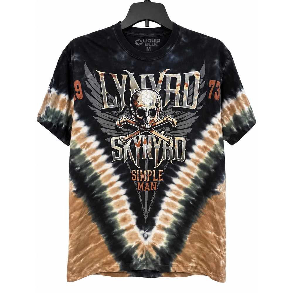 Liquid Blue Lynyrd Skynyrd Simple Man Tie Dye Graphic T-Shirt Mens Medium Skull